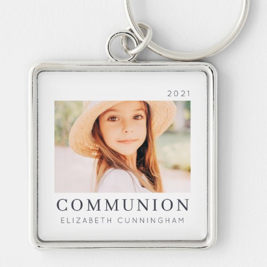 Eenvoudige, moderne aangepaste eerste communityfot sleutelhanger (Voorkant)