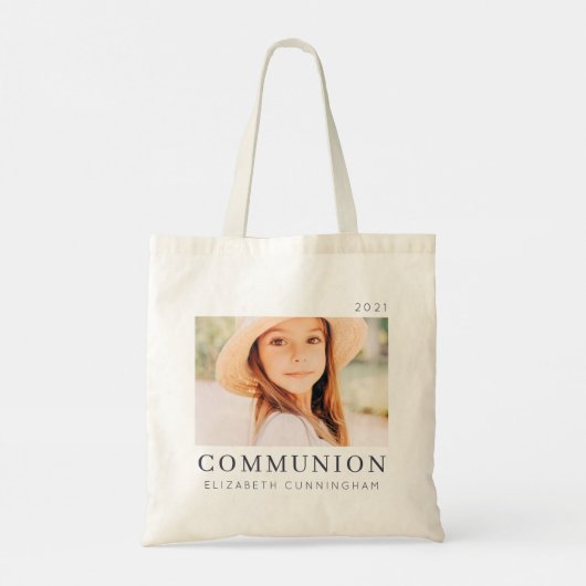 Eenvoudige, moderne aangepaste eerste communityfot tote bag (Achterkant)