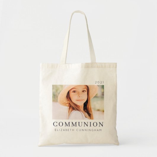 Eenvoudige, moderne aangepaste eerste communityfot tote bag (Voorkant)