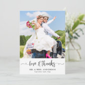 Eenvoudige moderne aangepaste foto bruiloft gepers bedankkaart (Staand voorkant)