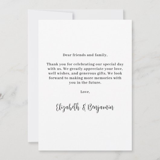 Eenvoudige moderne aangepaste foto bruiloft gepers bedankkaart (Achterkant)
