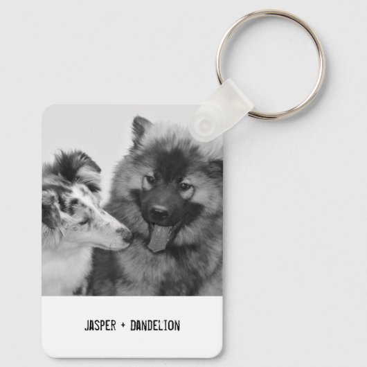 Eenvoudige, moderne aangepaste foto of foto's van  sleutelhanger (Achterkant)