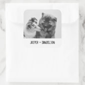 Eenvoudige, moderne aangepaste foto of foto's van  vierkante sticker (Tas)