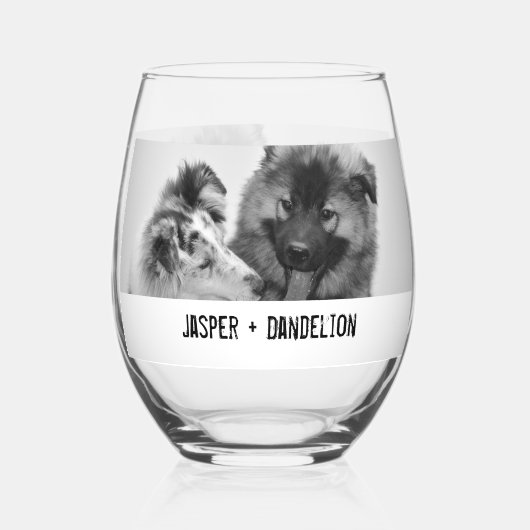 Eenvoudige, moderne aangepaste foto of foto's van  wijnglas zonder voet (Voorkant)