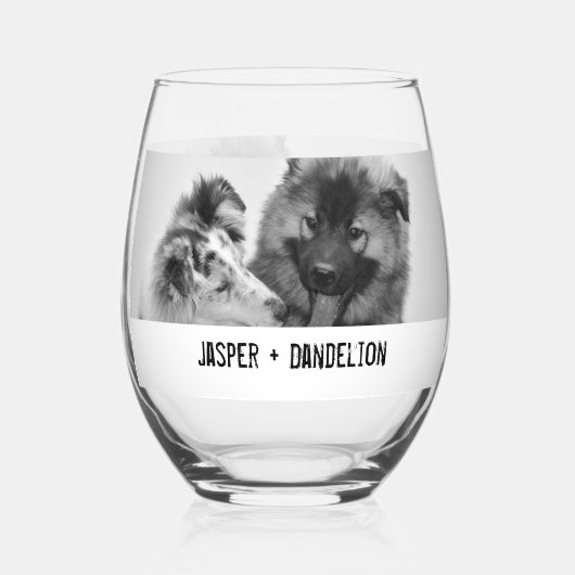 Eenvoudige, moderne aangepaste foto of foto's van  wijnglas zonder voet (Achterkant)