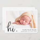 Eenvoudige, moderne, aangepaste fotogeboorte aankondiging (Voorkant / Achterkant)