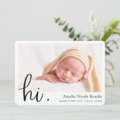 Eenvoudige, moderne, aangepaste fotogeboorte aankondiging (Staand voorkant)