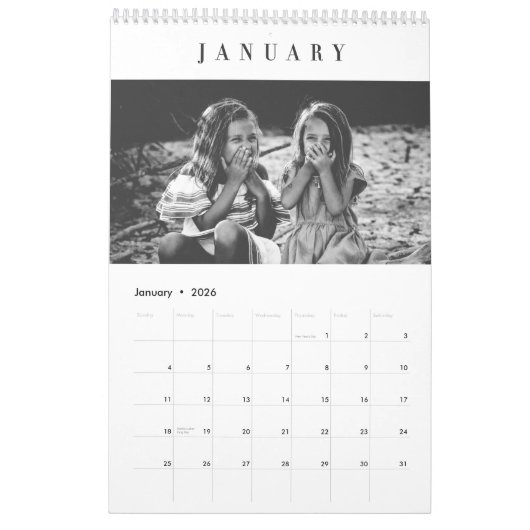 Eenvoudige, moderne aangepaste fotokalender kalender (Jan 2026)