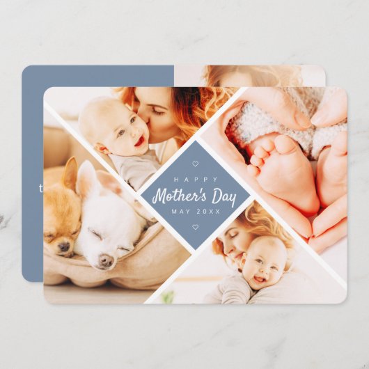 Eenvoudige, moderne aangepaste foto's Happy Moeder Kaart (Voorkant / Achterkant)