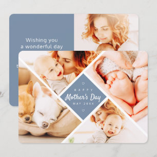 Eenvoudige, moderne aangepaste foto's Happy Moeder Kaart
