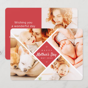 Eenvoudige, moderne aangepaste foto's Happy Moeder Kaart