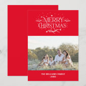 Eenvoudige, moderne aangepaste fotoserie, prettig  feestdagenkaart (Voorkant / Achterkant)