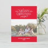 Eenvoudige, moderne aangepaste fotoserie, prettig  feestdagenkaart (Staand voorkant)