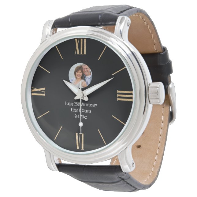 Eenvoudige moderne, aangepaste fotowatch horloge (Gekanteld)