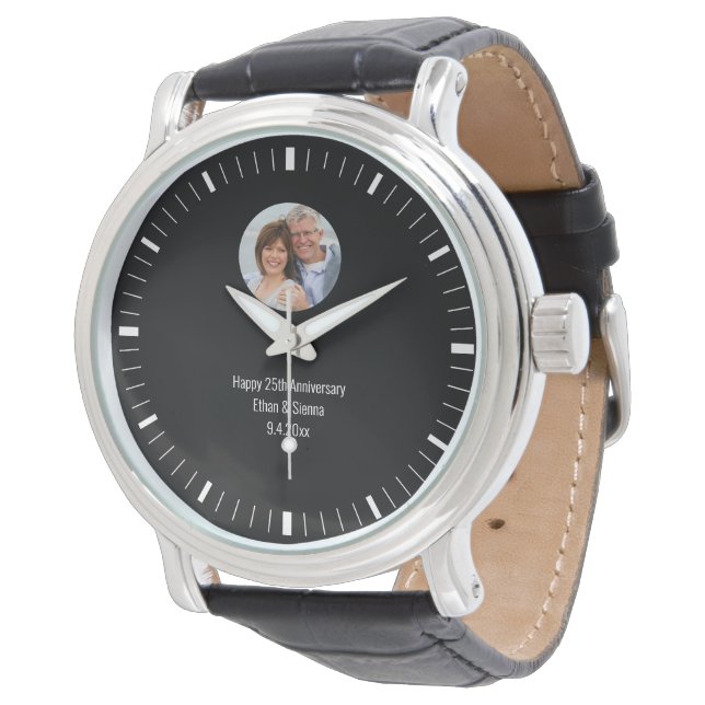 Eenvoudige moderne, aangepaste fotowatch horloge (Gekanteld)