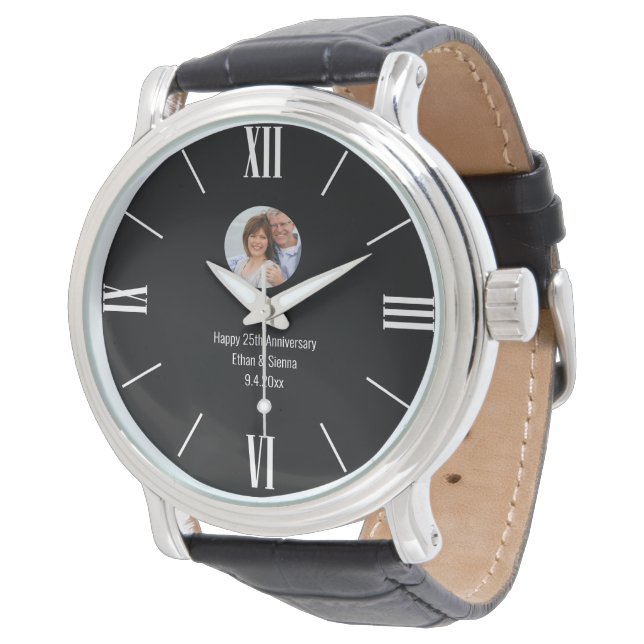 Eenvoudige moderne, aangepaste fotowatch horloge (Gekanteld)
