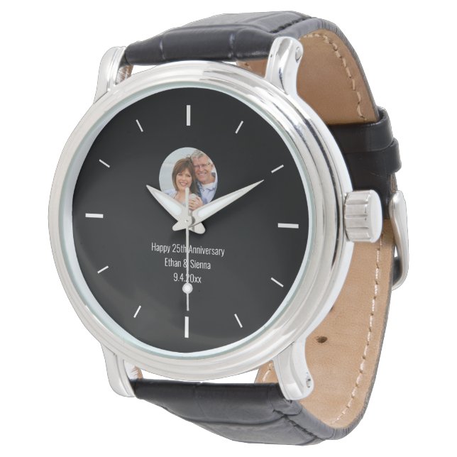 Eenvoudige moderne, aangepaste fotowatch horloge (Gekanteld)