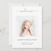 Eenvoudige moderne, aangepaste Gold Script Boy of Aankondiging (Voorkant)