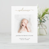 Eenvoudige moderne, aangepaste Gold Script Boy of Aankondiging (Staand voorkant)