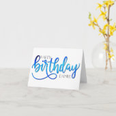 Eenvoudige moderne aangepaste handbelettering blau kaart (Gele Bloem)