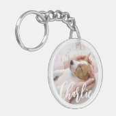 Eenvoudige moderne aangepaste hondennaam 2 foto Ac Sleutelhanger (Voorkant Links)