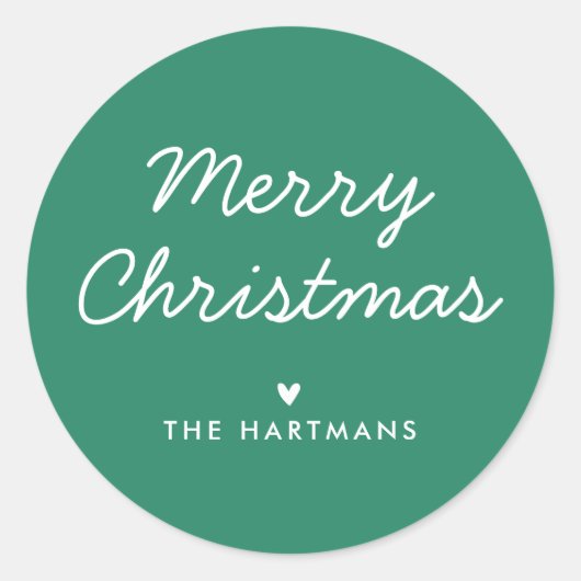 Eenvoudige, moderne, aangepaste kerstkleur, naam ronde sticker (Voorkant)