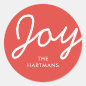 Eenvoudige moderne, aangepaste kerstnaam voor kleu ronde sticker (Voorkant)