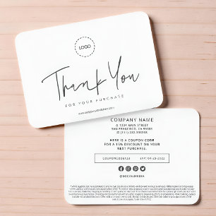 Eenvoudige, moderne, aangepaste Logo coupon Notitiekaartje