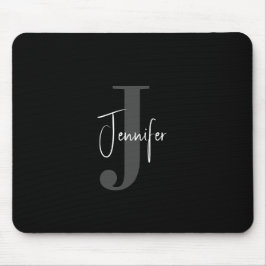 Eenvoudige Moderne Aangepaste Naam & Initiaal Mono Muismat