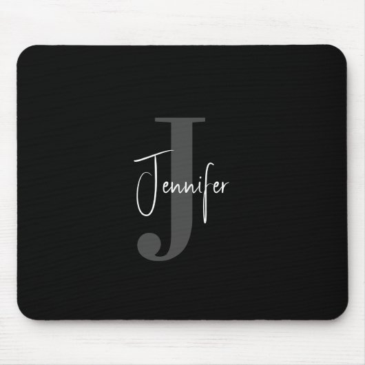 Eenvoudige Moderne Aangepaste Naam & Initiaal Mono Muismat (Voorkant)