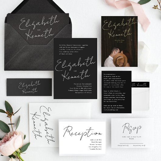 Eenvoudige Moderne Aangepaste Namen Wit Zwart Brui Kaart