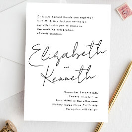 Eenvoudige Moderne Aangepaste Namen Zwart Wit Huwe Kaart