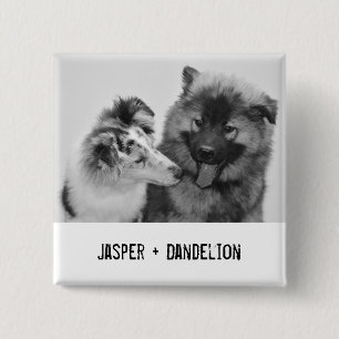Eenvoudige, Moderne Aangepaste Pet of de Foto van  Vierkante Button 5,1 Cm