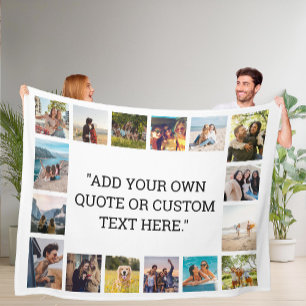 Eenvoudige Moderne Aangepaste Quote Fotocollage Fleece Deken