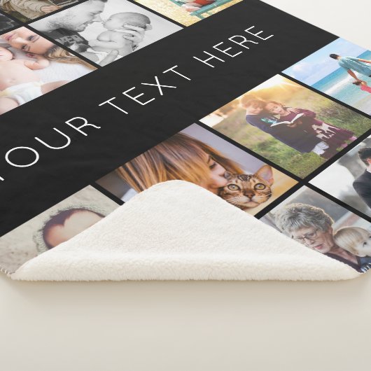 Eenvoudige moderne aangepaste tekst 16-fotocollage sherpa deken (3/4)