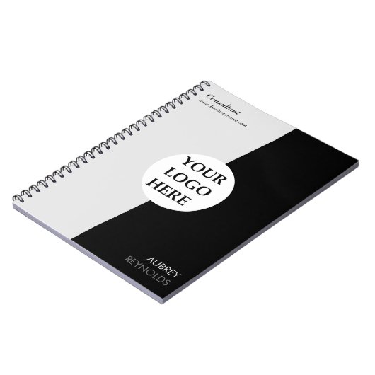 Eenvoudige moderne aangepaste zwart-wit profession notitieboek (Linkerzijde)