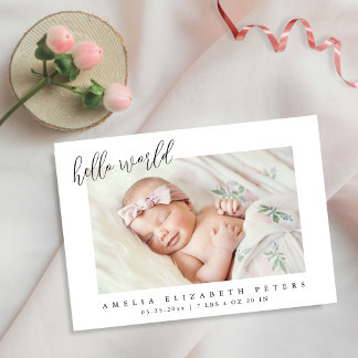 Eenvoudige moderne aankondiging van de geboorte va