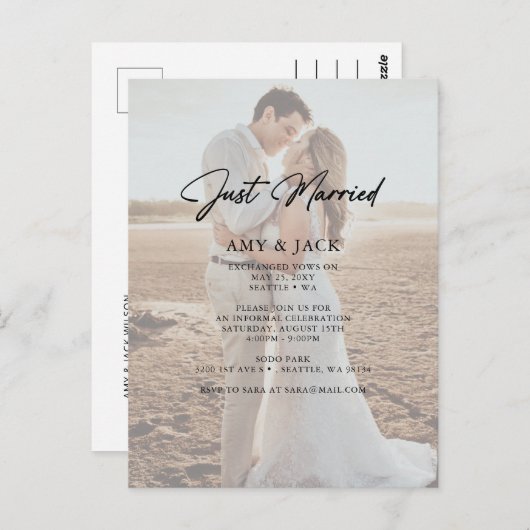 Eenvoudige moderne aankondiging van het huwelijk v briefkaart (Voorkant / Achterkant)