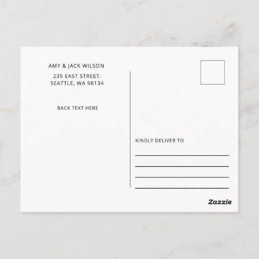 Eenvoudige moderne aankondiging van het huwelijk v briefkaart (Achterkant)