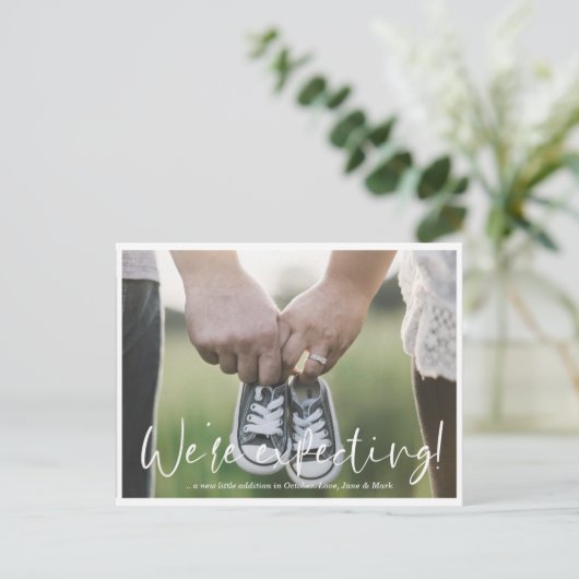 Eenvoudige moderne aankondigingskaart voor zwanger (Staand voorkant)