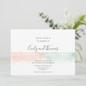 Eenvoudige moderne abrikoos en groene Waterverf Sp Kaart (Staand voorkant)