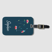 Eenvoudige, moderne, abstracte Japanse roze bloem Bagagelabel (Voorkant (horizontaal))