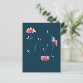 Eenvoudige moderne abstracte Japanse roze bloem Briefkaart (Staand voorkant)