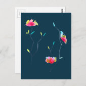 Eenvoudige moderne abstracte Japanse roze bloem Briefkaart (Voorkant / Achterkant)