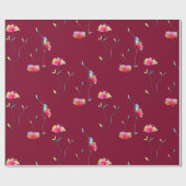 Eenvoudige, moderne, abstracte Japanse roze bloem Cadeaupapier (Vlak)