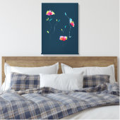 Eenvoudige, moderne, abstracte Japanse roze bloem Canvas Afdruk (Insitu (Slaapkamer))