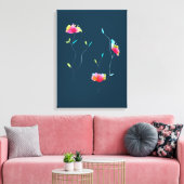 Eenvoudige, moderne, abstracte Japanse roze bloem Canvas Afdruk (Insitu (Woonkamer))