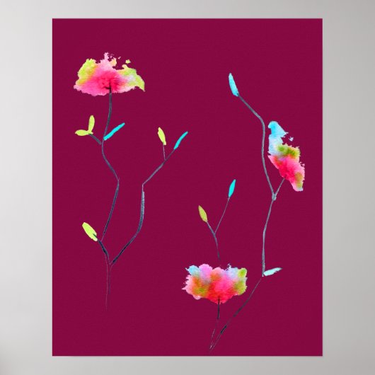 Eenvoudige, moderne, abstracte Japanse roze bloem Poster (Voorkant)