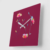 Eenvoudige moderne abstracte Japanse roze bloem Vierkante Klok (Hoek)
