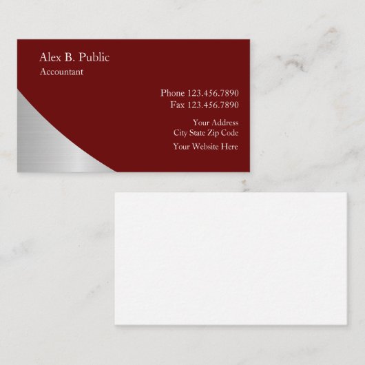Eenvoudige moderne accountant Visitekaartjes (Voorkant / Achterkant)